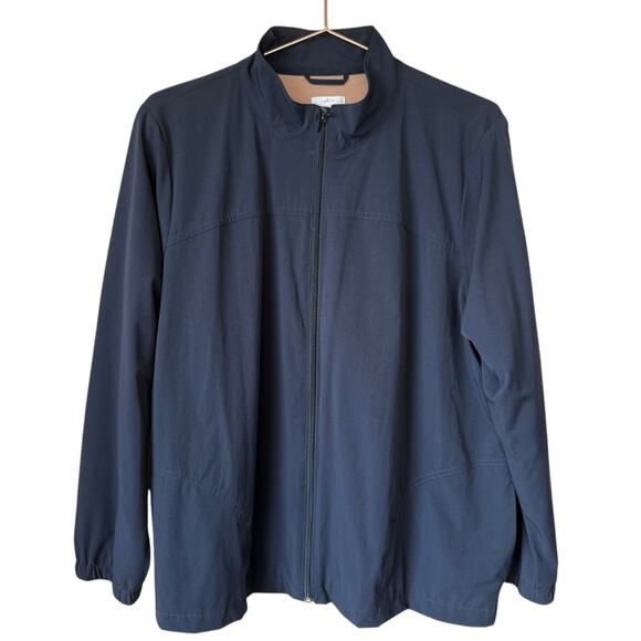 J. Jill Fit Nylon Blue Zip Up Lightweight Jacket Size Large Work Out Athleisure - Picture 1 of 4